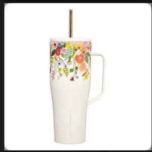 Flower Corkcicle White Tumbler with Straw